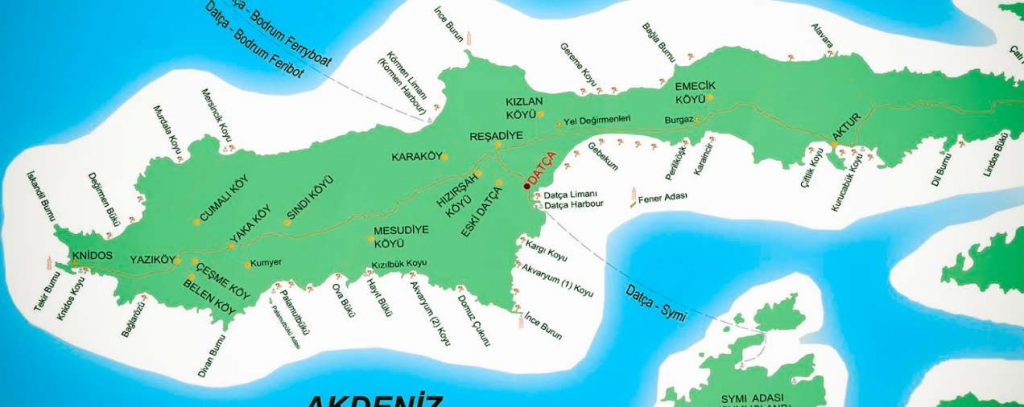 Muğla İlçe Haritası Datça'da Gezilecek Yerler Harita