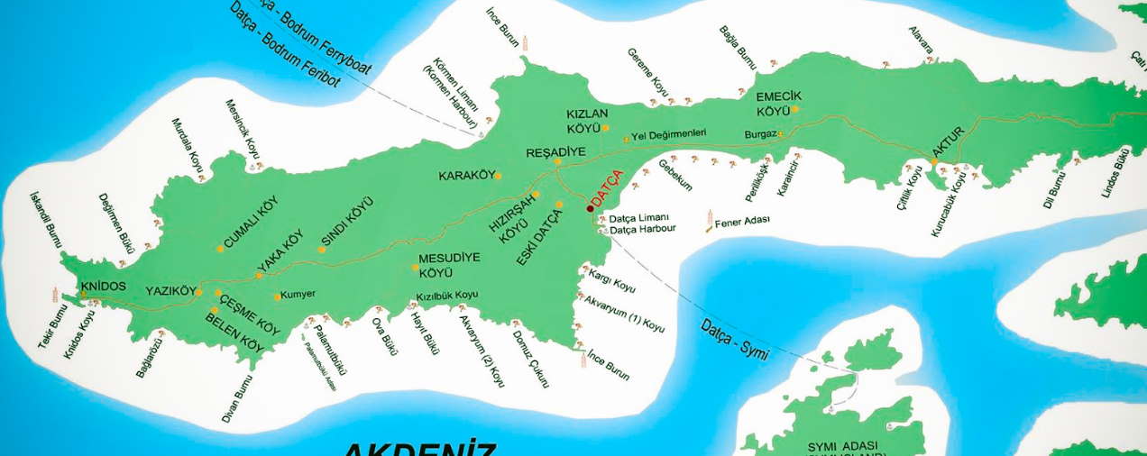 Datça'da Gezilecek Yerler Harita