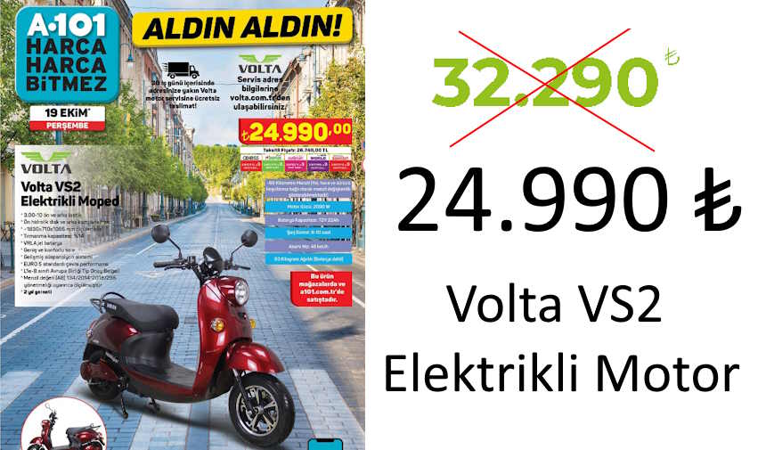 A101'de Satılan Volta VS2 Elektrikli Motor Özellikleri Neler? Volta VS2 Fiyatı ne kadar?