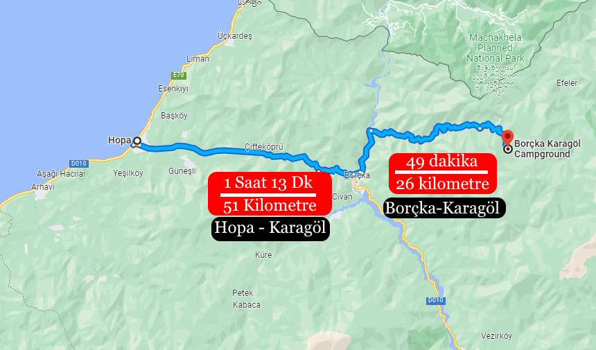 Borçka Karagöl yolu nasıl, Borçka Karagöl arası kaç km