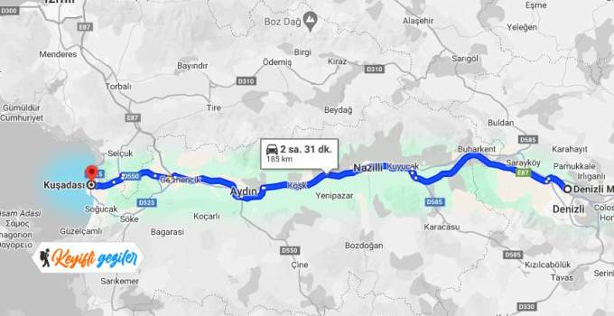 Denizli Kuşadası arası kaç km? Denizli Kuşadası arası kaç saat sürer, nasıl gidilir?